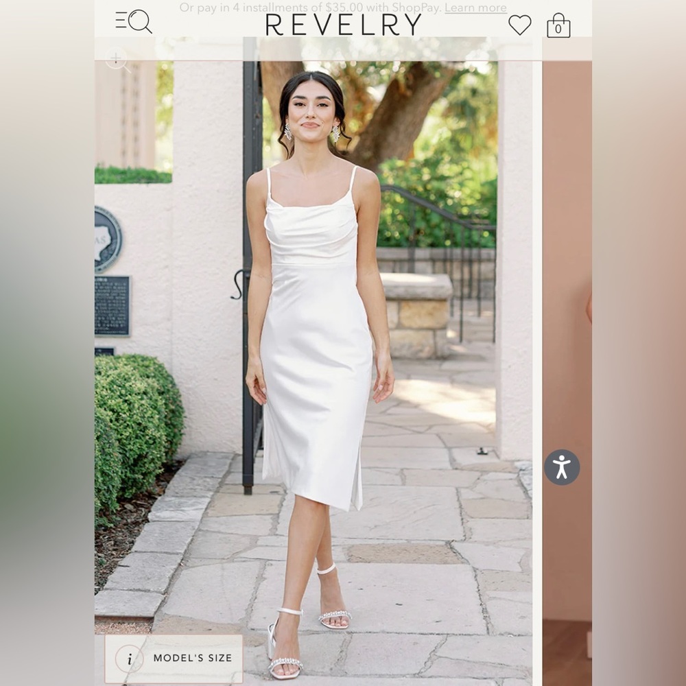 Revelry Skye Midi Satin white bridal dress